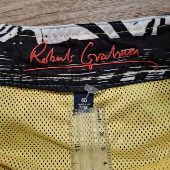 Robert Graham Mens 40 Graffiti Print Swim Trunks Lined Pockets Multi-Colored - Picture 4 of 6